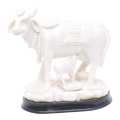 White God Laxmi Cow Ceramic Statue 4inch. 