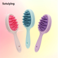 Sutuiying 1pc Silicone Long Handle Hair Washing and Massage Brush, Sales promotion with Two Brush Heads for Deeper Scalp Massage Hair Brush. 