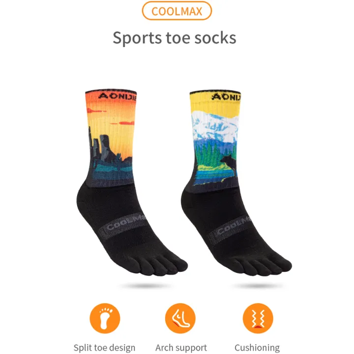 AONIJIE%20E4843%20One%20Pair%20Long%20Tube%20Outdoor%20Five%20Toe%20Socks%20Shock%20Absorption%20Toe%20Socks%20Stocking%20for%20Trail%20Running%20Warking%20Ride%20-%20Image%205