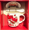 White/Red Colored Ceramic Cup With  Spoon  For Valentine/Birthday/ Gift. 