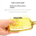 DISICHEN Square Shape Mesh Comb for Hair Fluffy Detangling Scalp Massage Hairbrush Wide Teeth Hollow Brush Salon Barber Gold-plated Comb New style. 