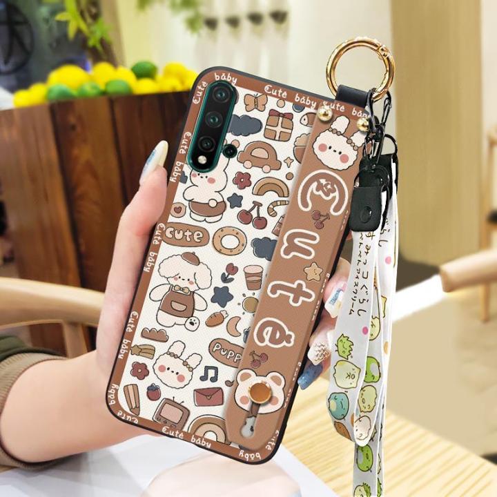 Soft case Phone Holder Phone Case For Huawei Nova 5/Nove 5 Pro ring Back Cover Lanyard Cute Waterproof Silicone Cartoon