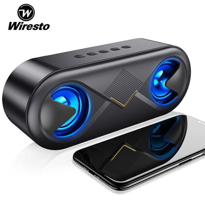 Wiresto Wireless Bluetooth Speaker Portable Speaker Super 3-D Stereo Bass Sound  Speakers Hands-free Calling  Bluetooth 5.0 Wireless Speakers Waterproof Speaker Support FM TF AUX