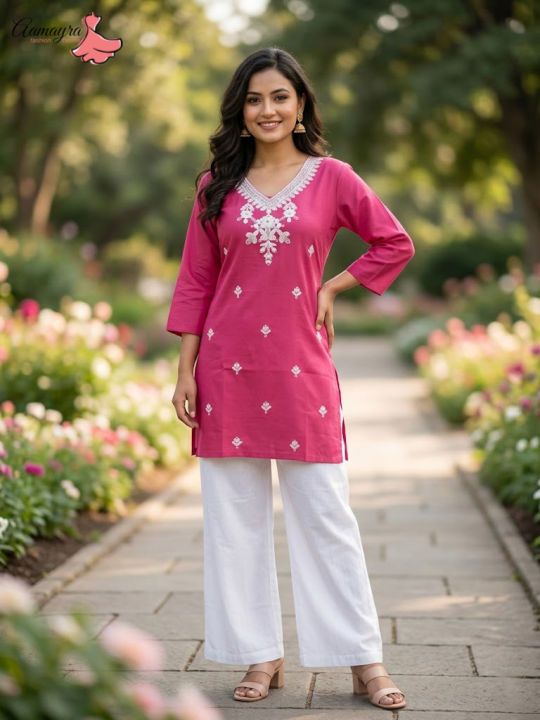 Aamayra%20Fashion%20House%20Pink%20Coloured%20Short%20Kurti%20For%20Women%20-%20Image%202