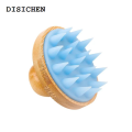 DISICHEN Affordable Silicone Scalp Hair Massager Head Scalp Massage Comb Bamboo Handle Multifunctional Bath Shower Shampoo Hair Washing Brush. 