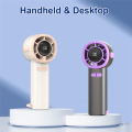 Portable Turbo Fan 100 Gears Wind Speed Mini Hand Held Fans with Hiking Hook,Type-C Rechargeable Desk Stood Air Cooler A. 