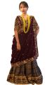 Magar Gurung Dark Purple Cultural Hand Embroidered Designer Dress Lehenga Choli Set. 
