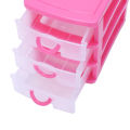 fasdaga 2 Pcs 3 Layers Mini Translucent Drawer Type Plastic Storage Box, Rose Red & Blue. 
