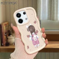 Hontinga for Redmi Note 13 Pro Plus Note 13 Pro 5G Note 13 5G Xiaomi Poco X6 5G Back Cover Cute Girl Pattern Luxury Soft Silicone Macaron Wave Mobile Case. 