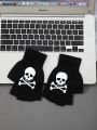 Wenefang 1pcs New Kids Halloween Skeleton Skull Half Finger Luminous Punk Gloves Winter Skull Fingerless Black Mitten. 
