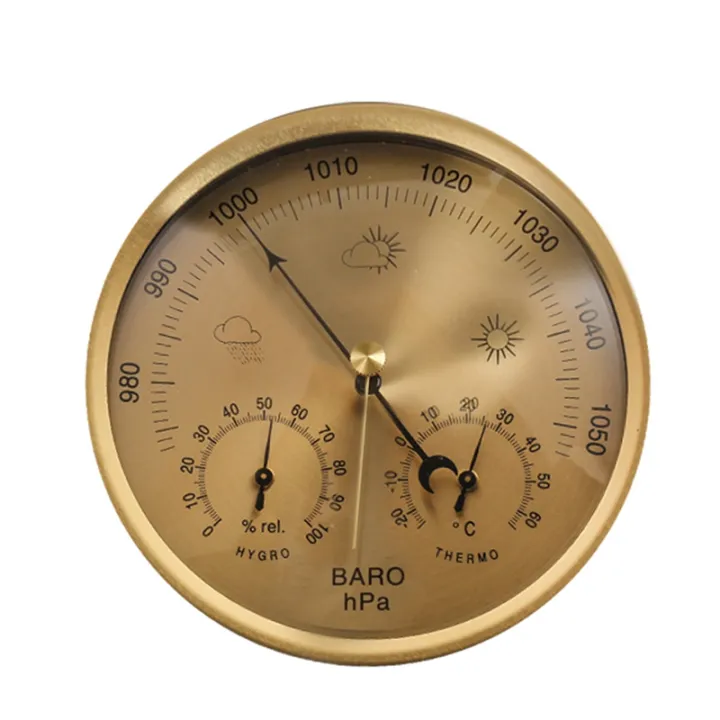 3-In-1 Dial Barometer Thermometer Hygrometer (Gold) Metal+ABS+Acrylic ...