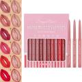 Cameo Brown Lip Stick Lipliner Pencil 12-color Set Draw Outline The Lip Line Pen Matte Long-lasting Lipstick Pink Velvet Makeup. 