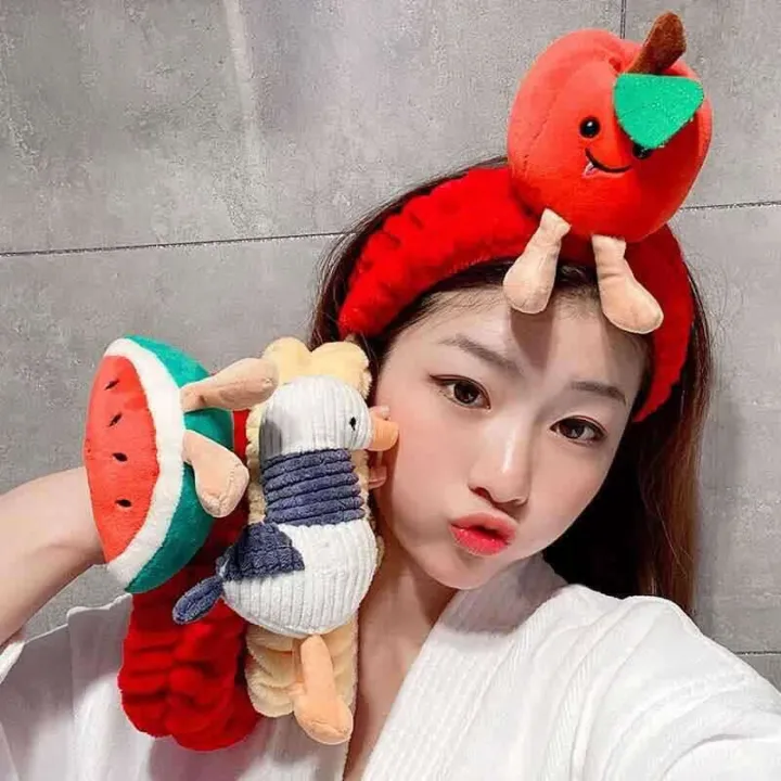 Korean%20New%20Style%20Girl%20Cartoon%20Cheer%20Duck%20Internet%20Celebrity%20Makeup%20Face%20Washing%20Animal%20Hairband%20Fruit%20Headband%20-%20Image%203