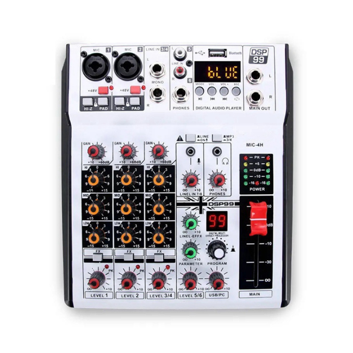 Music Mixer Plug In Professional Digital 4 Channel Audio Mixer Sound Mixing Console Stereo ...