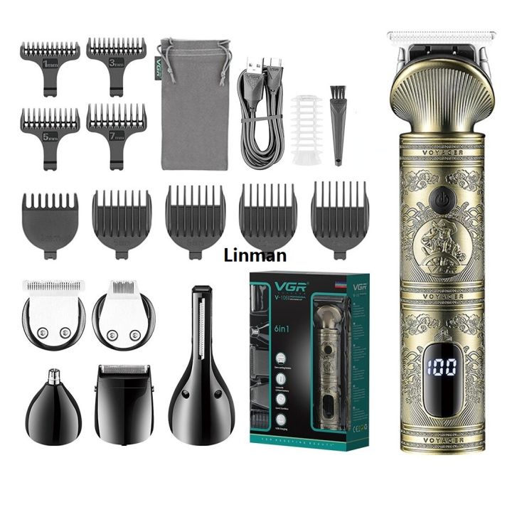 VGR%20Grooming%20Kit%20Hair%20Trimmer%206%20In%201%20Hair%20Clipper%20Nose%20Trimmer%20Shaver%20Body%20Trimmer%20Professional%20Rechargeable%20Metal%20Vintage%20V-106%20-%20Image%207