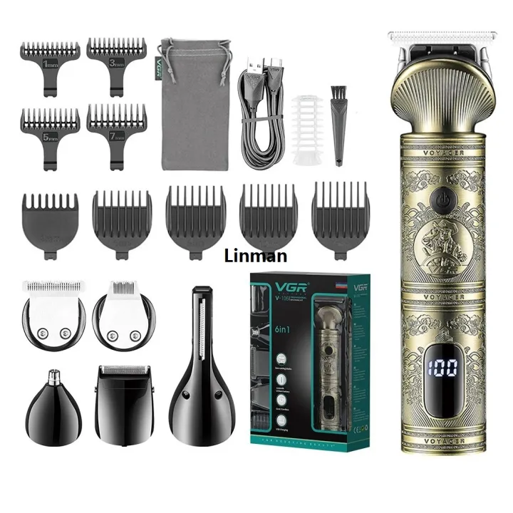 VGR%20Grooming%20Kit%20Hair%20Trimmer%206%20In%201%20Hair%20Clipper%20Nose%20Trimmer%20Shaver%20Body%20Trimmer%20Professional%20Rechargeable%20Metal%20Vintage%20V-106%20-%20Image%207