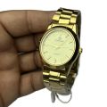 New Fashionable Gold Round Dial Stainless Steel Gold Strap Quartz Moment Waterproof Attractive Design Best Quality Wrist Watch For Men - Sold By Time Plaza. 