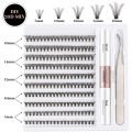 Yuantufei  Fashion  Eyelashe Clusters Lash Bond and Seal Makeup Tools Mix DIY Lower Lashes Extension Kit Tweezers Waterproof False Lashes Set. 