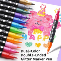 New 24/48/72/96 Colors Double-Ended Glitter Pens Colorful Quickly Dry Acrylic Marker Pen Soft Tip Glue-Like Ink Fluorescent Pen Drawing Painting. 