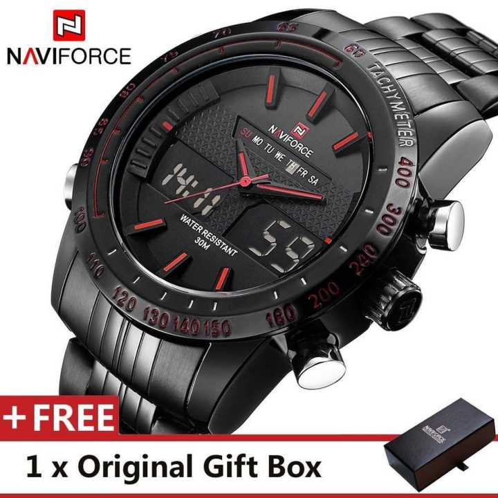 NAVIFORCE Nf9024 Dual Time Digital Analog Watch For Men Red Black Daraz .np
