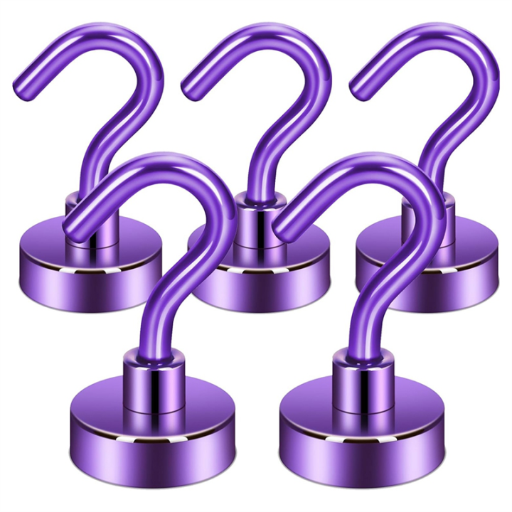 JAERBEE Magnetic Hooks,27Lb Heavy Duty Earth Magnets with Hook for Refrigerator,Cruise Hook for Hanging, (, Pack of 5)