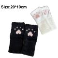Cute Cat Paw Half Finger Gloves Soft Thicken Fingerless Gloves Warm Plush Knitted Gloves Winter. 