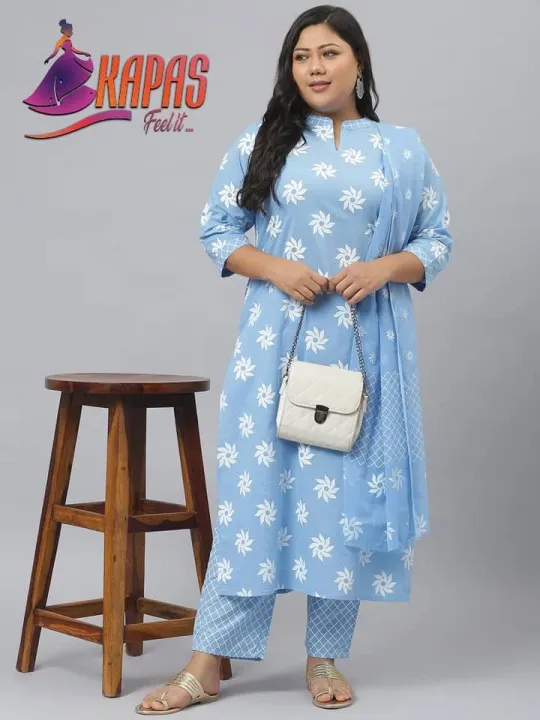 Plus%20Size%20Straight%20Kurta%20With%20Pants%20And%20Dupatta%20By%20Kapas%20-%20Image%205