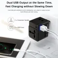 Earldom ES-LC10 Universal Travel Adapter with Dual USB Charging Ports - Suitable for Plugs from 150+ Countries. 