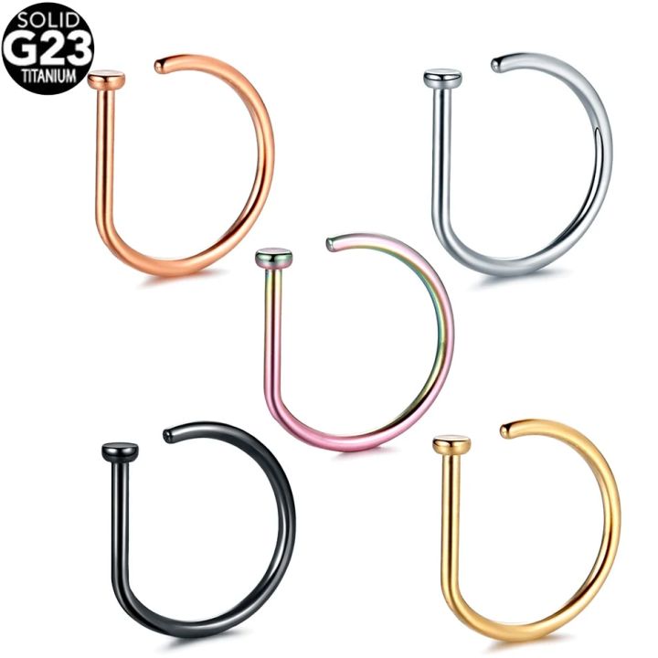 HOT%201PC%20ASTM%20F136%20Titanium%20Nose%20Piercing%2018G%2020G%20D%20Shaped%20Tragus%20Helix%20Nariz%20Stud%20Earring%20Hoop%20Septum%20Ring%20Nostril%20Body%20Jewelry%20-%20Image%202