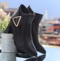 Veloria – Ladies’ Elegant Premium Black Ankle Boots with Gold Accent. 
