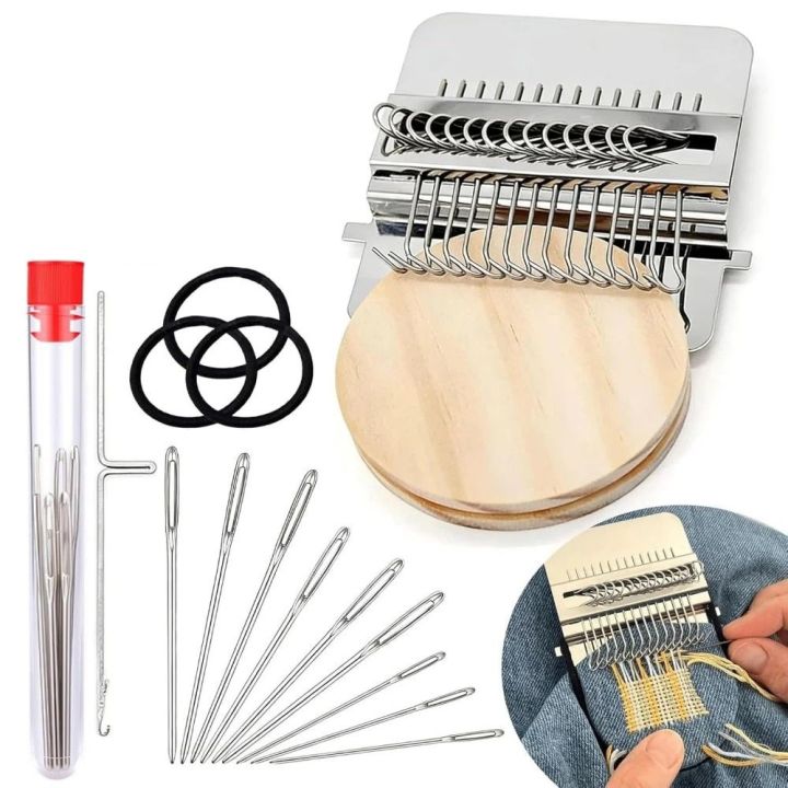 Loom Machine Simple Easy To Carry Wooden Frame Mini Loom Machine 12/14 Hook Metal Tool ...