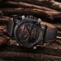 NAVIFORCE  Nf9134 Men Luxury Sports Military Leather Wrist Strap Analog Digital Quartz Double Time Watch. 