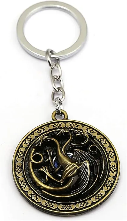 Game%20Of%20Thrones%20Got%20Targaryen%20Fire%20And%20Blood%20Three-Headed%20Dragon%20Metal%20Keychain%20Revolving%20%20Rotating%20Keyring%20-%20Image%202
