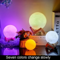 15Cm Big 3D Moon Lamp 7 Color Change Touch Usb Night Light Lamp With Wooden Base Home Decor Creative Gift. 