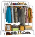 Double Big Stand Hanger Clothes Hanger, Double Rod Drying Rack | Portable Full Iron Body Easy To Install Dual Rod Clothes Rack. 