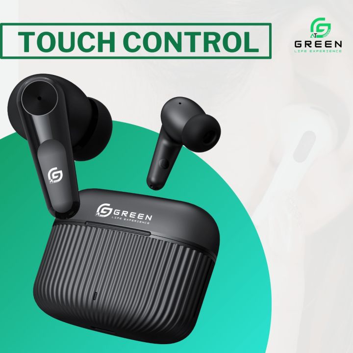 Green Leaf 151 Earbuds With ENC Feature and 3EQ Modes 40 Hours Playtimes 4 Mics ASAP Charging IpX5 Water Resistance Rated Ribbed Texture Free Leather Case Daraz .np