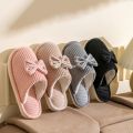 KEBETEMEFashion Women's Bow Slippers Fall/Winter Indoor Bedroom Floor Lightweight and Comfortable Soft Warm Slippers for Home. 