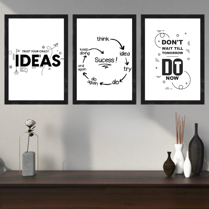 Motivational Office Wall Decor– Set of 3 A4 Framed Prints | Trust Your ...
