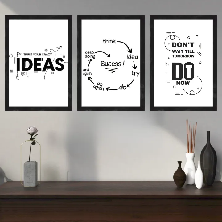 Motivational Office Wall Decor– Set of 3 A4 Framed Prints | Trust Your ...