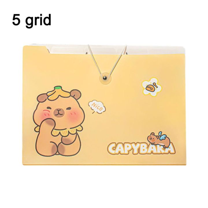 Portable Capibara A4 Document Bag Organ Bag Waterproof File Classification Holder Large Capacity Envelope Folder Test Paper Storage Bag for Students and Office Workers