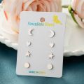 【Exclusive Offer】Black Series Stainless Steel Geometric Mini Small Earrings Ins Men's and Women's All-match Love Heart Round Combination suit. 