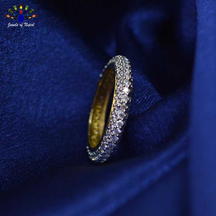 American Diamond / Cubic Zirconia 5A Grade Full Round Stone Studded Finger Ring For Women- Jewels of Nepal