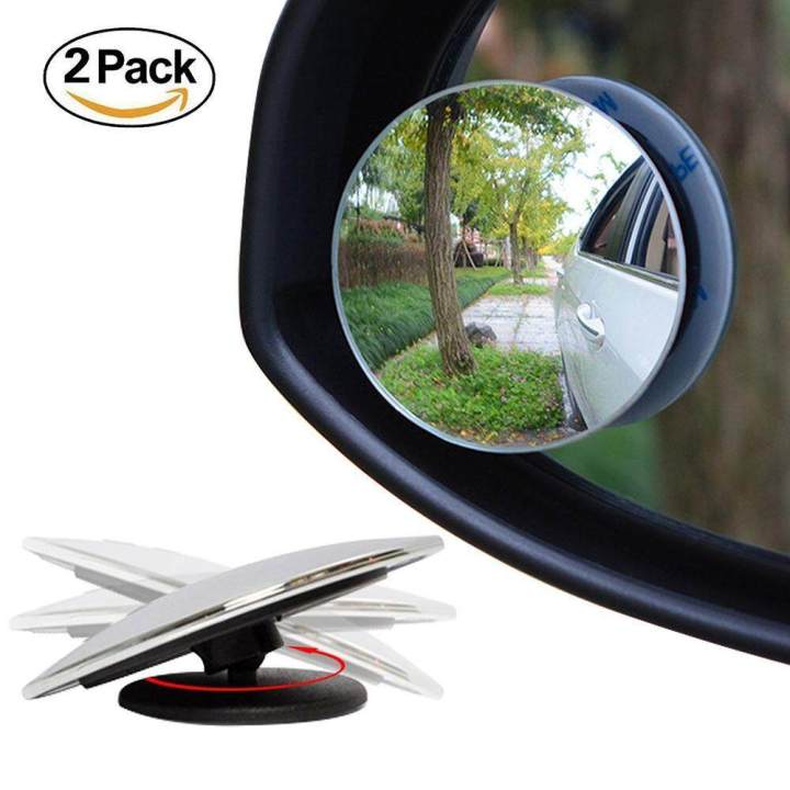 KOBWA Car Rear View Blind Spot Mirror Round Stick-On Convex Mirror Wide Angle View Mirror For Safer Driving-2 Pack