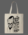 Gothic Skull Quote Printed Tote Bag– Black & White. 
