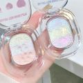 1pc Mashed Potato Highlight Gradient Eyeshadow Diamond Highlighter Powder Palette Glitter Face Contour Crystal Brighten Makeup. 