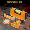 Mini Level Tool Set 4-In-1 Portable Small Bubble Level Magnetic Pocket Level T Level String Level Circular Level Suitable for Woodworking RV Camper Level Telescope Furniture Tripods Camera. 