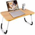 Multipurpose Foldable Laptop Table with Cup Holder - Large Portable Desk for Study, Reading, and Bed Use | Non-Slip Legs, Rounded Edges, Phone Slots. 