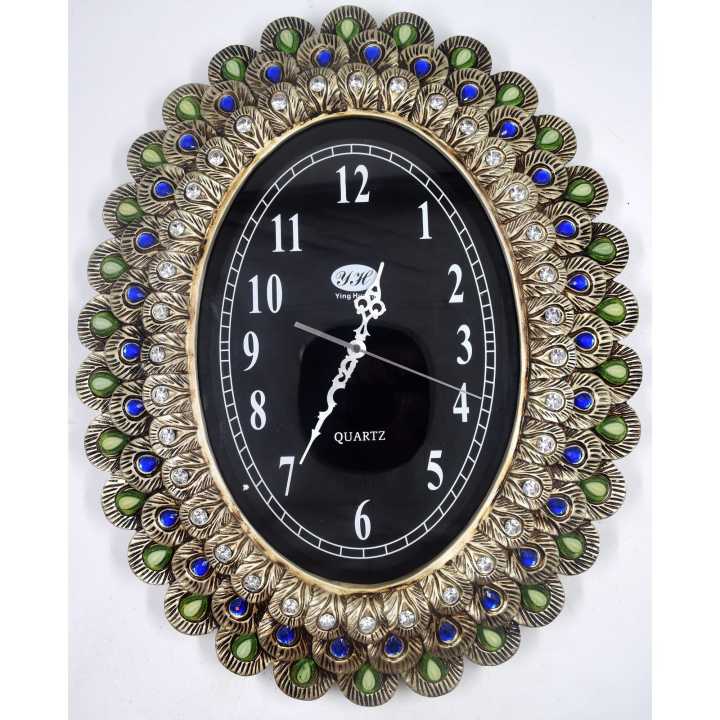 Sixkey Wall Clock Peacock Feather