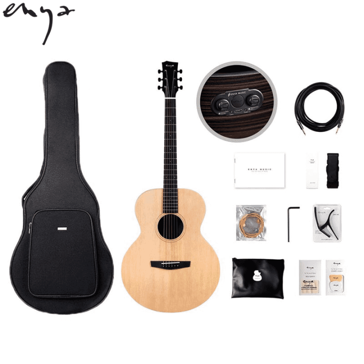 Enya EA X1Pro 41inch Transacoustic Guitar With 15 mm Bag Capo String Cable Strap and pick