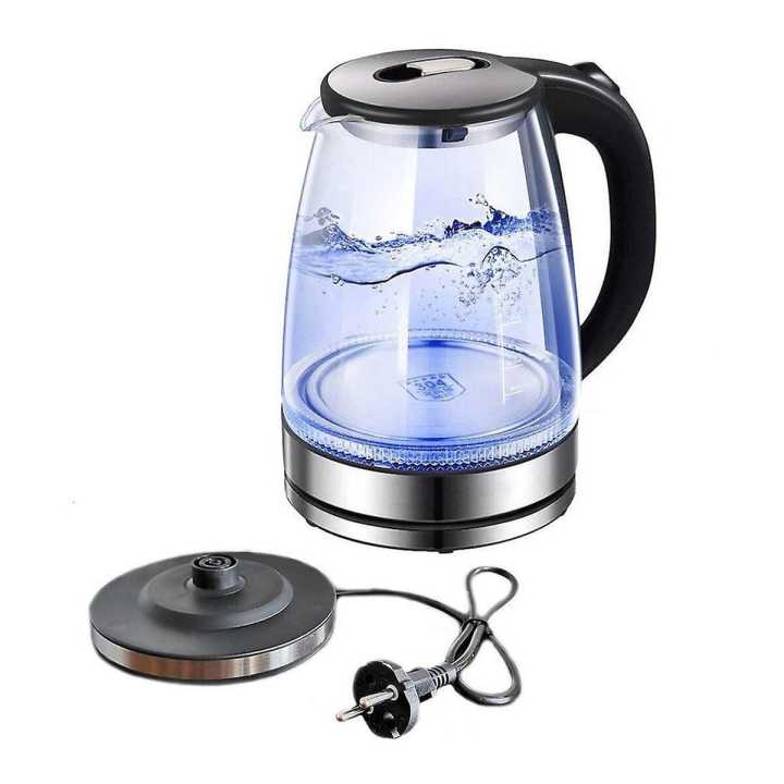 Famous Electric Glass Kettle 1.8L Stainless Steel Heating Plate Borosilicate Glass Body